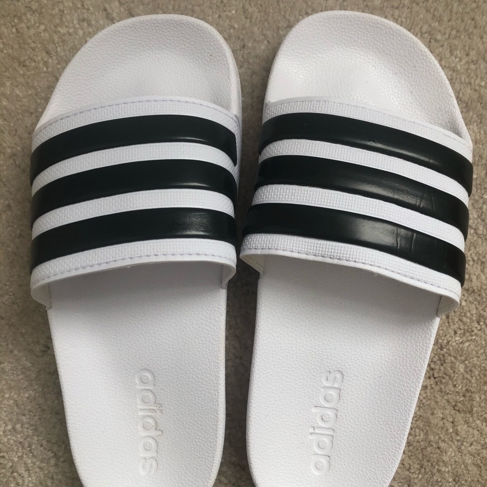 Adidas Slides - Black & White - Size 5